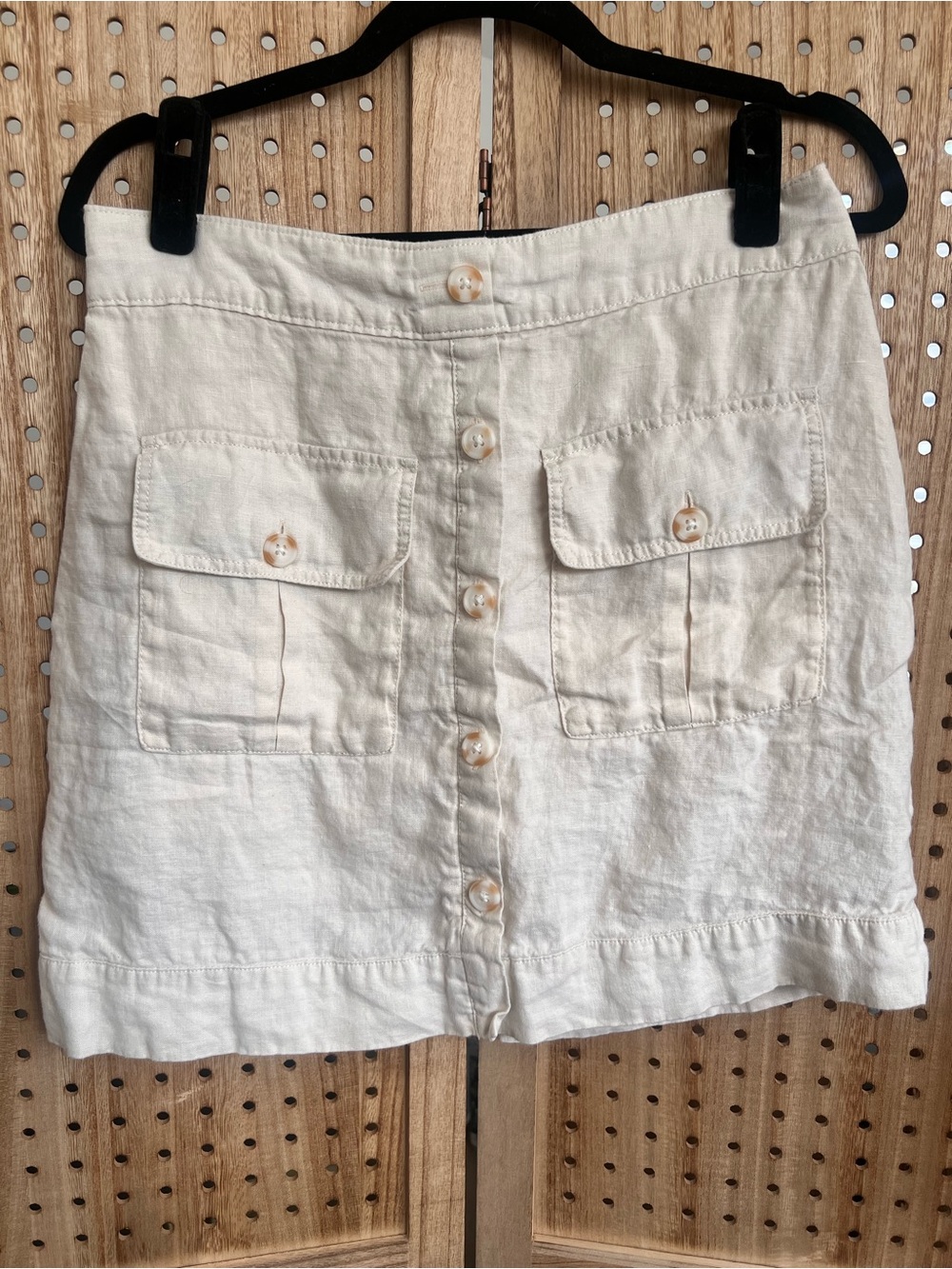 Nicole Miller New York Cream Linen Skort | Button Front Cargo | Size M